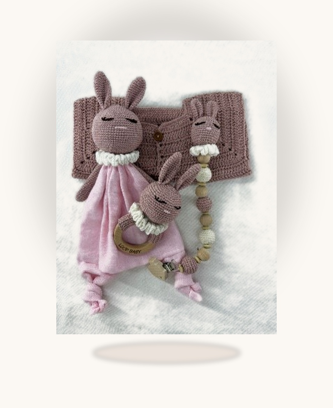 pembe tavşan temalı amigurumi hediyelik set