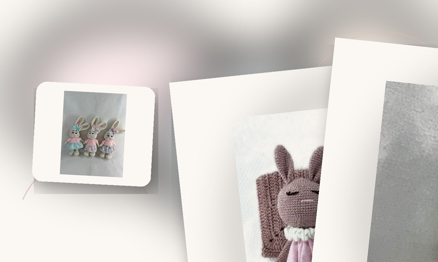 çocuk mutluluğunu anlatan İlmek Bebek amigurumi oyuncak kolajı